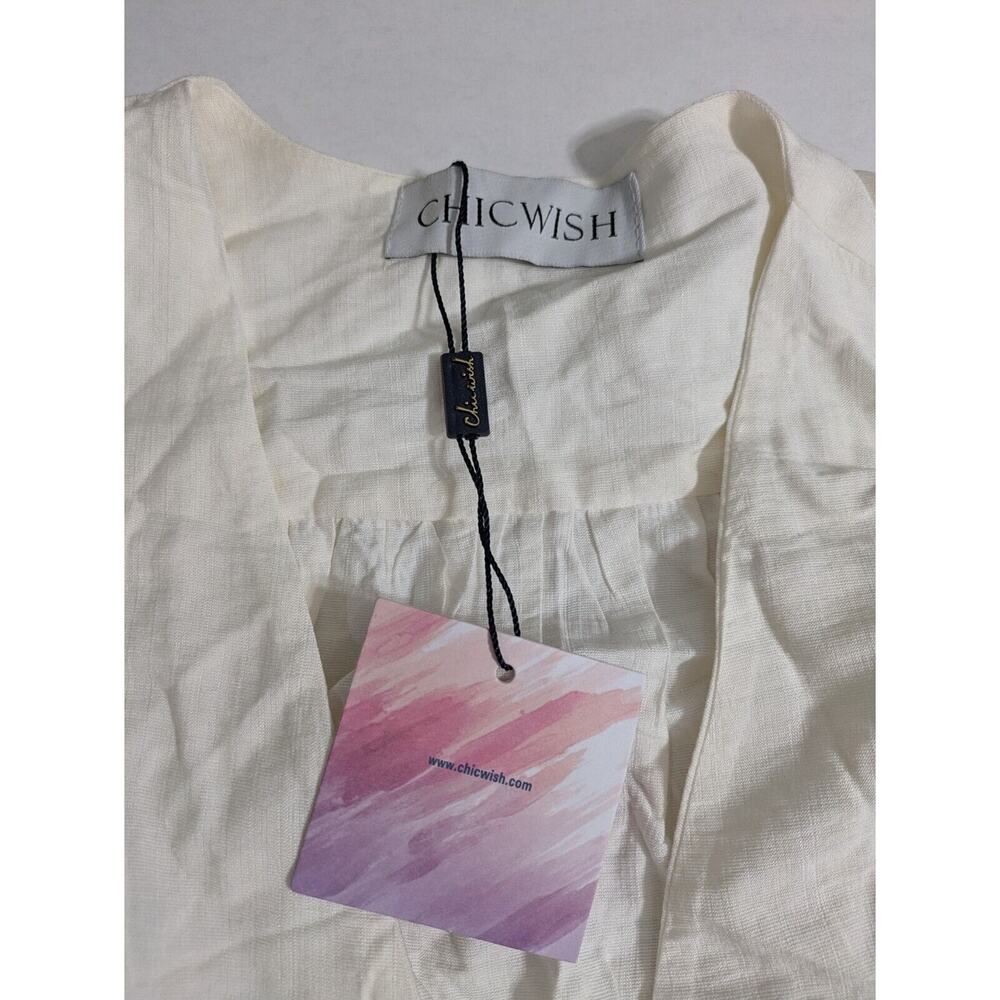 Chicwish Top Women's Small White Ivory Crop Top Tie Strap Blazer Wrapped NWT‎ - Picture 2 of 9